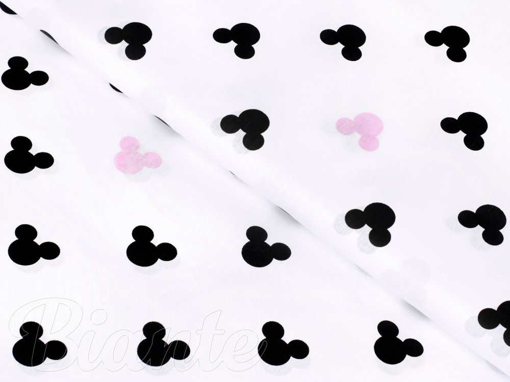 Detská bavlnená látka/plátno Sandra SA-080 Čierne a ružové myšky Mickey - šírka 160 cm - detail 1 - Biante.sk
