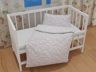 Detské bavlnené posteľné obliečky do postieľky Sandra SA-215 Popínavé vetvičky na sivom - detail 1 - Biante.sk