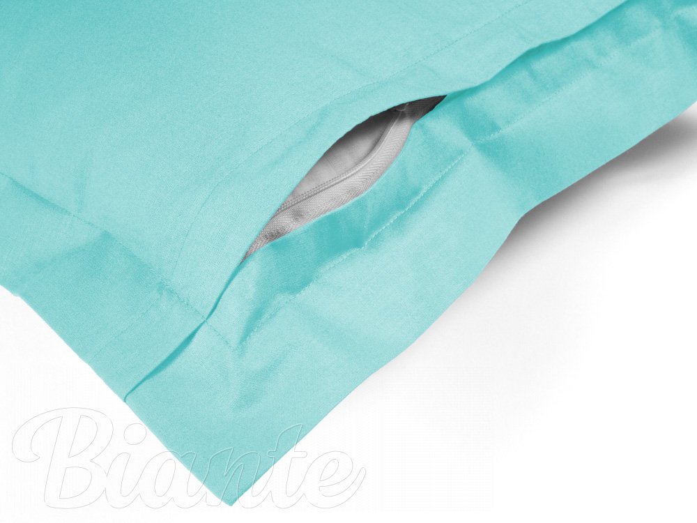 Bavlnená obliečka na vankúš s lemom Moni MOD-510 Ľadová modrá - detail zapínania na zadnej strane - Biante.sk
