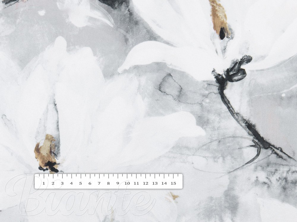 Zamatová látka Tamara TMR-006 Designové kvety na sivom - šírka 150 cm - detail 3 - Biante.sk