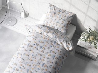 Detské bavlnené posteľné obliečky Sandra SA-469 Zvieratká s padákmi na svetlo modrom - detail 1 - Biante.sk