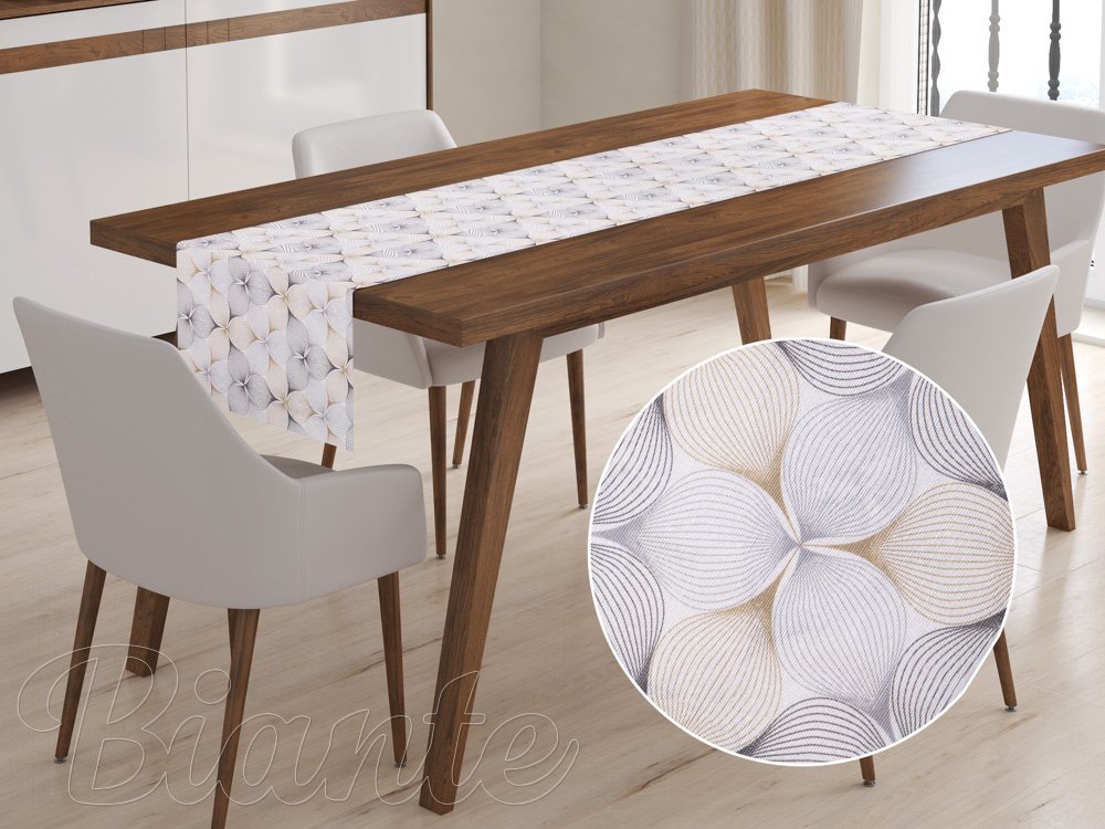 Dekoračný behúň na stôl Leona LN-077 Designové geometrické obrazce na bielom - Biante.sk