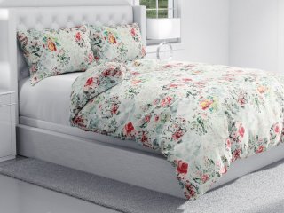 Bavlnené posteľné obliečky Sandra SA-415 Kvety na mintovom hexagóne - detail 1 - Biante.sk