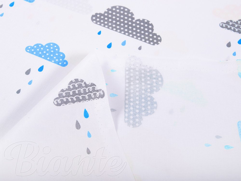 Detská bavlnená látka/plátno Sandra SA-325 Modro-sivé dažďové obláčiky - šírka 160 cm - detail 4 - Biante.sk