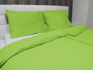 Hrejivé posteľné obliečky Minky 3D bodky MKP-007 Hráškovo zelené - detail 1 - Biante.sk