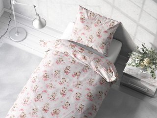 Detské bavlnené posteľné obliečky Sandra SA-438 Ružové žirafy na bielom - detail 1 - Biante.sk