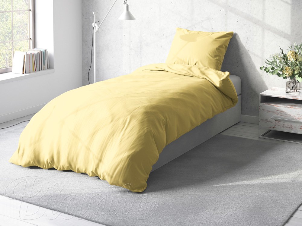 Bavlnené jednofarebné posteľné obliečky Moni MO-023 Pastelovo žlté - detail 2 - Biante.sk