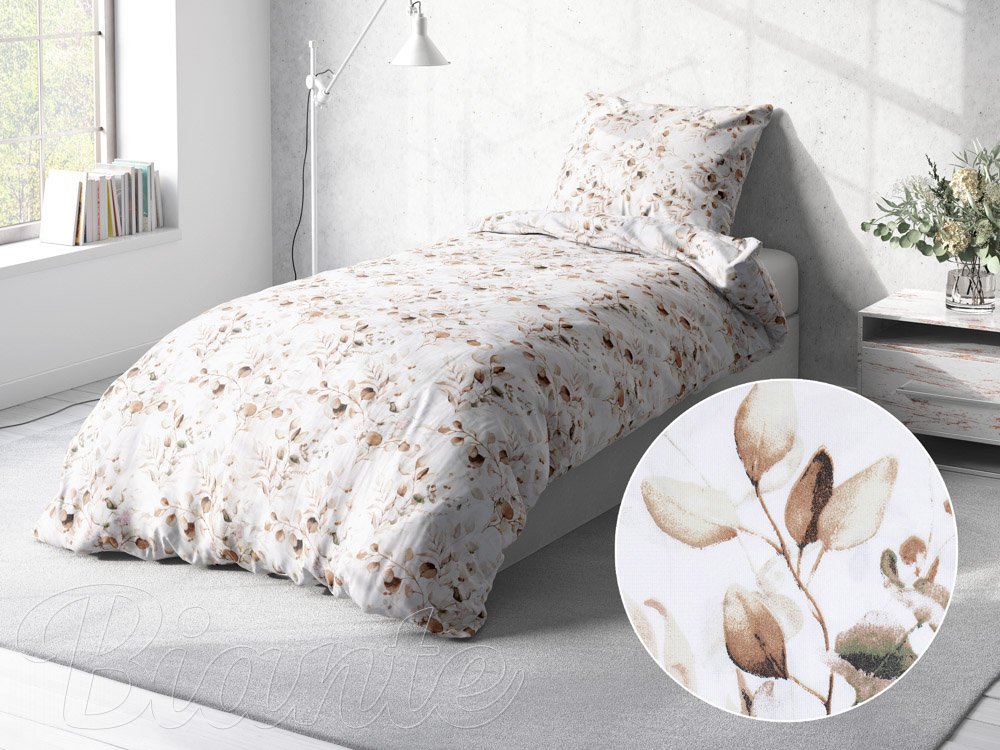 Bavlnené posteľné obliečky Sandra SA-285 Jesenné eukalypty - detail 2 - Biante.sk