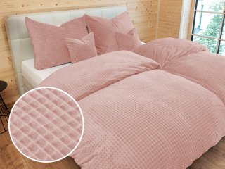 Hrejivé posteľné obliečky Minky kocky MKK-003 Púdrovo ružové - Biante.sk