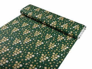 Vianočná bavlnená látka/plátno Sandra SA-407 Hviezdičky a stromčeky na zelenom - šírka 160 cm - detail 1 - Biante.sk