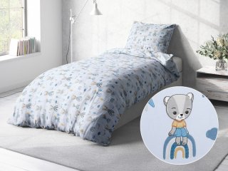 Detské bavlnené posteľné obliečky Sandra SA-463 Medvedíky s balónikmi na svetlo modrom - Biante.sk