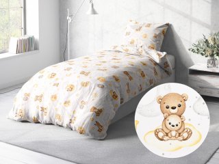 Detské bavlnené posteľné obliečky Sandra SA-461 Zvieratká medzi hviezdičkami na bielom - Biante.sk