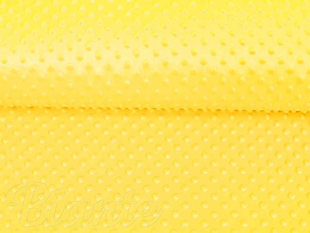 Dětská látka Minky 3D puntíky MKP-015 Sytě žlutá - šířka 150 cm - detail 4 - Biante.cz