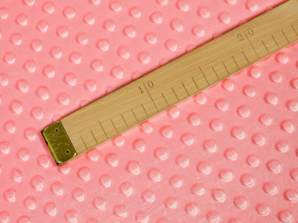 Dětská látka Minky 3D puntíky MKP-036 Korálově růžová - šířka 150 cm - detail 5 - Biante.cz
