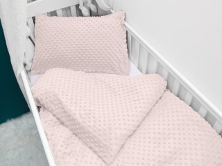 Detské posteľné obliečky do postieľky Minky 3D bodky MKP-010 Púdrovo béžové - Biante.sk