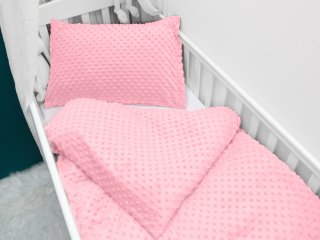 Detské posteľné obliečky do postieľky Minky 3D bodky MKP-011 Svetlo ružové - Biante.sk