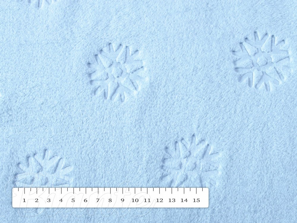 Mikroplyšová látka MIP-009 Snehové vločky - nebesky modrá - šírka 140 cm - detail 6 - Biante.sk