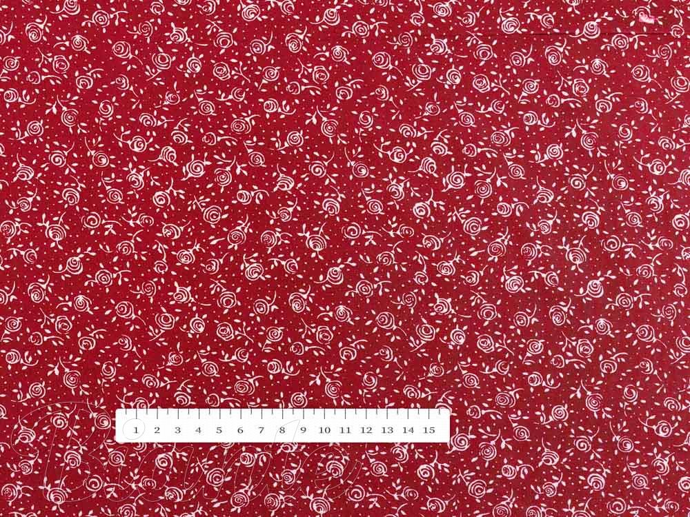 Bavlnená látka/plátno Sandra SA-360 Drobné kvietky na červenom - šírka 140 cm - detail 3 - Biante.sk