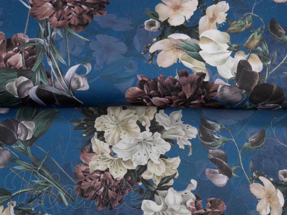 Teflonová látka na ubrusy TF-061 Květiny na modrém - šířka 155 cm - detail 4 - Biante.cz