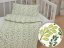 Detské bavlnené posteľné obliečky do postieľky Sandra SA-426 Zelené vetvičky s lístkami na bielom - Biante.sk