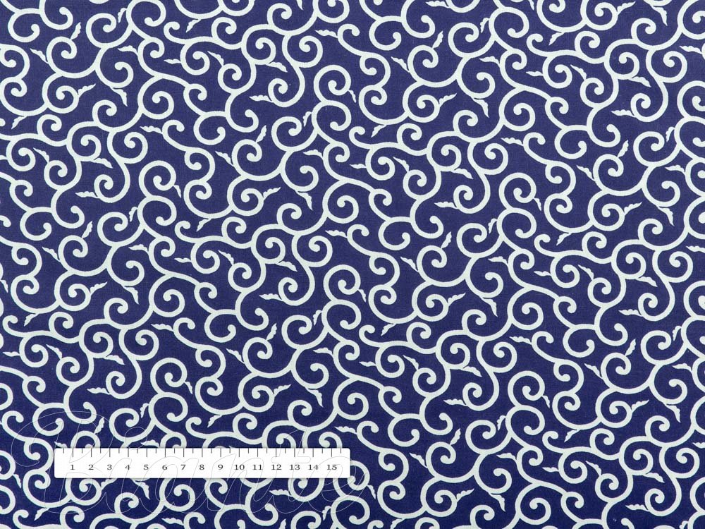 Bavlnená látka/plátno Sandra SA-257 Ornamenty na tmavo modrom - šírka 140 cm - detail 2 - Biante.sk