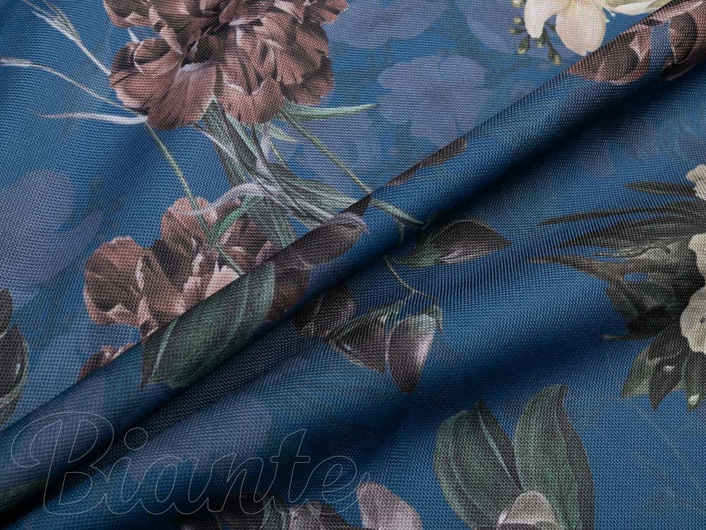 Teflónová látka na obrusy TF-061 Kvety na modrom - šírka 155 cm - detail 2 - Biante.sk