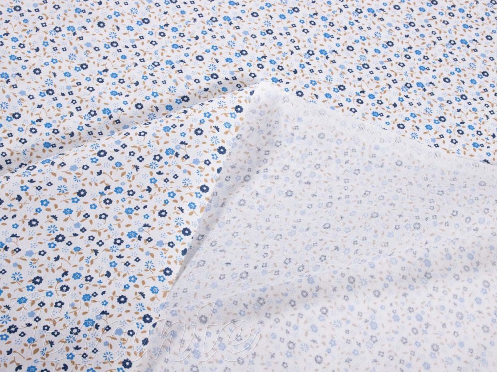 Bavlnená látka/plátno Sandra SA-077 Drobné modré kvietky - šírka 155 cm - detail 3 - Biante.sk