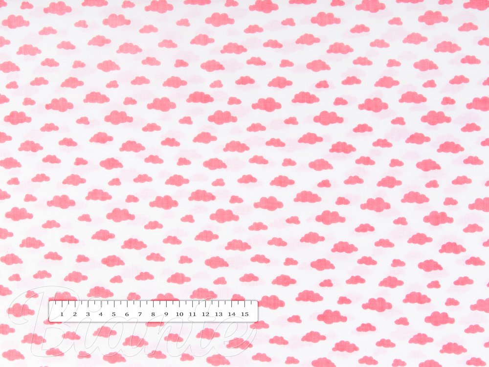 Detská bavlnená látka/plátno Sandra SA-128 Koralové obláčiky na bielom - šírka 160 cm - detail 2 - Biante.sk