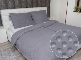 Hrejivé posteľné obliečky Minky 3D bodky MKP-004 Tmavo sivé - Biante.sk