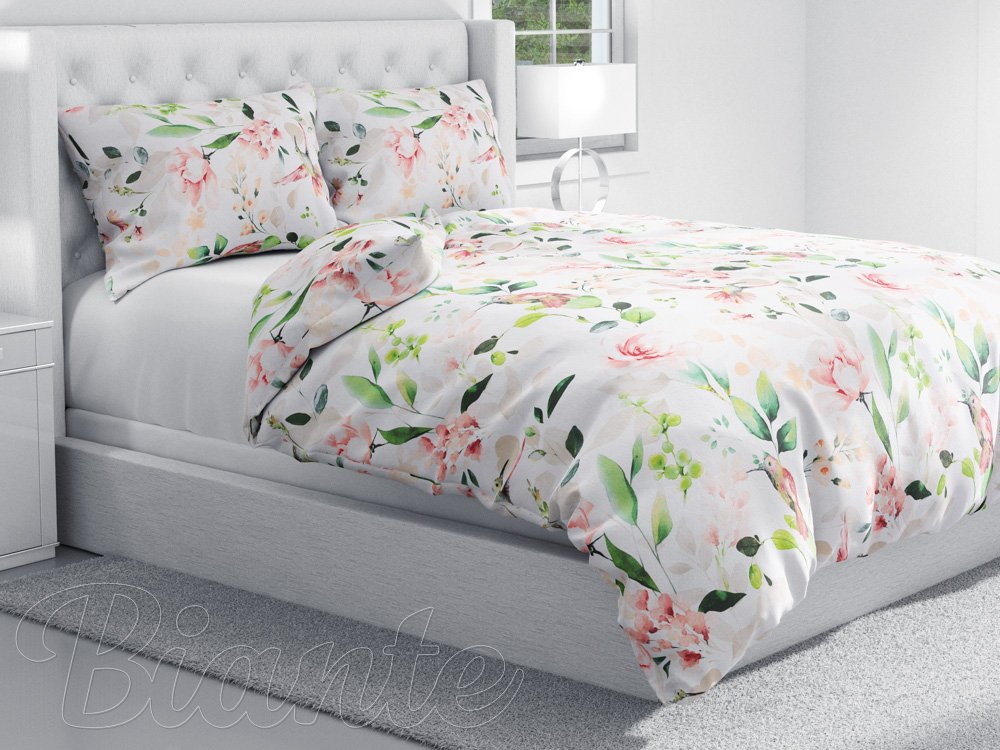 Bavlnené posteľné obliečky Sandra SA-432 Vtáci medzi kvetmi - detail 1 - Biante.sk