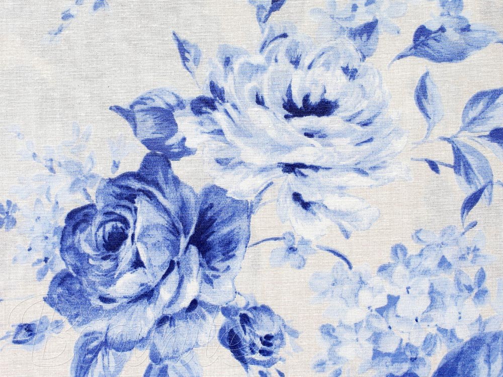 Dekoračná látka Leona LN-070 Modré ruže na režnom - šírka 140 cm - detail 4 - Biante.sk