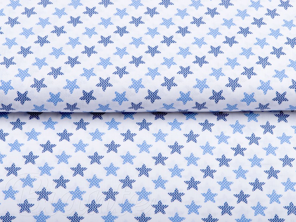 Bavlnená látka/plátno Sandra SA-266 Modré hviezdičky na bielom - šírka 140 cm - detail 4 - Biante.sk
