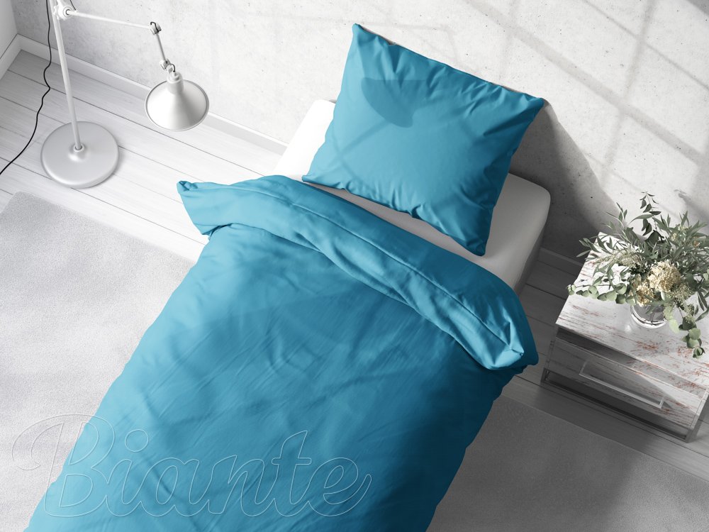 Bavlnené jednofarebné posteľné obliečky Moni MO-035 Svetlo petrolejové - detail 1 - Biante.sk