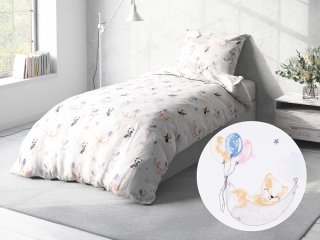Detské bavlnené posteľné obliečky Sandra SA-374 Pandy líšky a zajačiky s balónikmi - Biante.sk