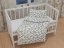 Detské bavlnené posteľné obliečky do postieľky Sandra SA-491 Biele designové kvety na sivom - detail 1 - Biante.sk