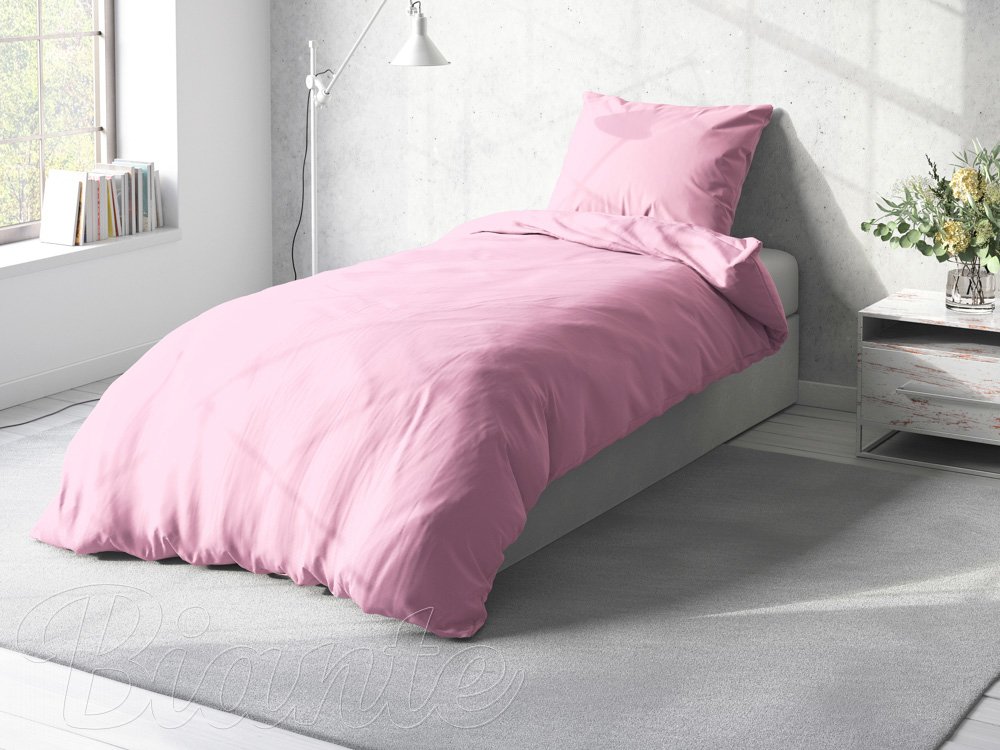 Bavlnené jednofarebné posteľné obliečky Moni MO-025 Svetlo ružové - detail 2 - Biante.sk