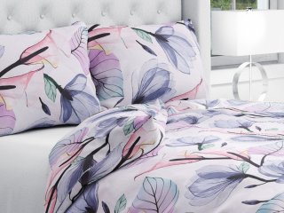 Bavlnené posteľné obliečky Sandra SA-333 Veľké kvety magnólie a kaly