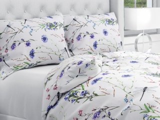 Bavlnené posteľné obliečky Sandra SA-429 Lúčne kvietky s vážkami - Biante.sk