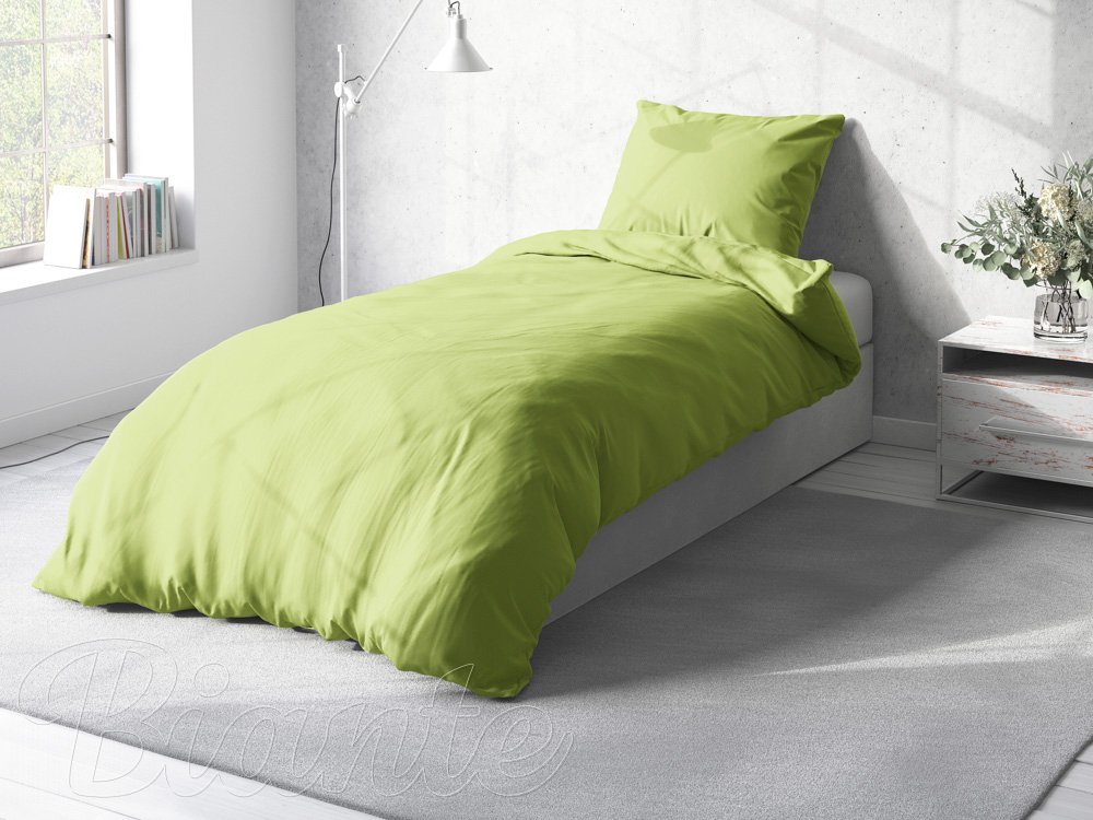 Bavlnené jednofarebné posteľné obliečky Moni MO-016 Olivovo zelené - detail 2 - Biante.sk