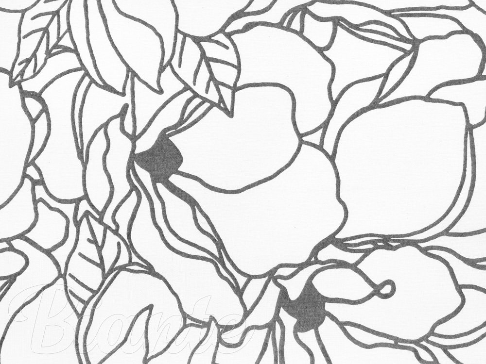 Bavlnená látka/plátno Sandra SA-271 Sivé designové kvety na bielom - šírka 145 cm - detail 5 - Biante.sk