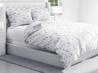 Bavlnené posteľné obliečky Sandra SA-398 Modré kvietky s motýlikmi - detail 1 - Biante.sk