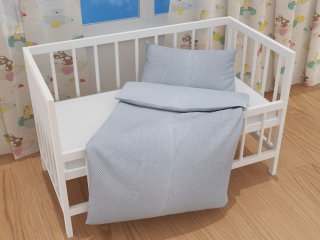 Detské bavlnené posteľné obliečky do postieľky Sandra SA-342 Biele bodky na sivom - detail 1 - Biante.sk