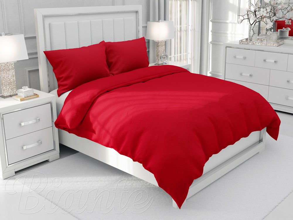 Bavlnené jednofarebné posteľné obliečky Moni MOD-502 Sýto červené - Biante.sk