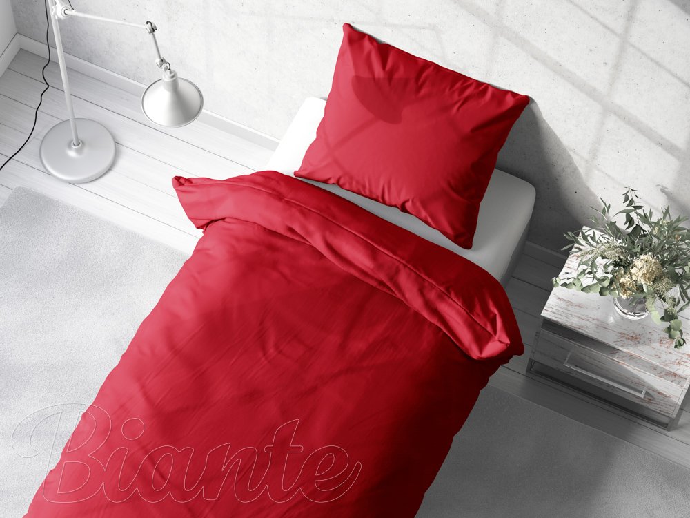 Bavlnené jednofarebné posteľné obliečky Moni MO-024 Tmavo červené - detail 1 - Biante.sk