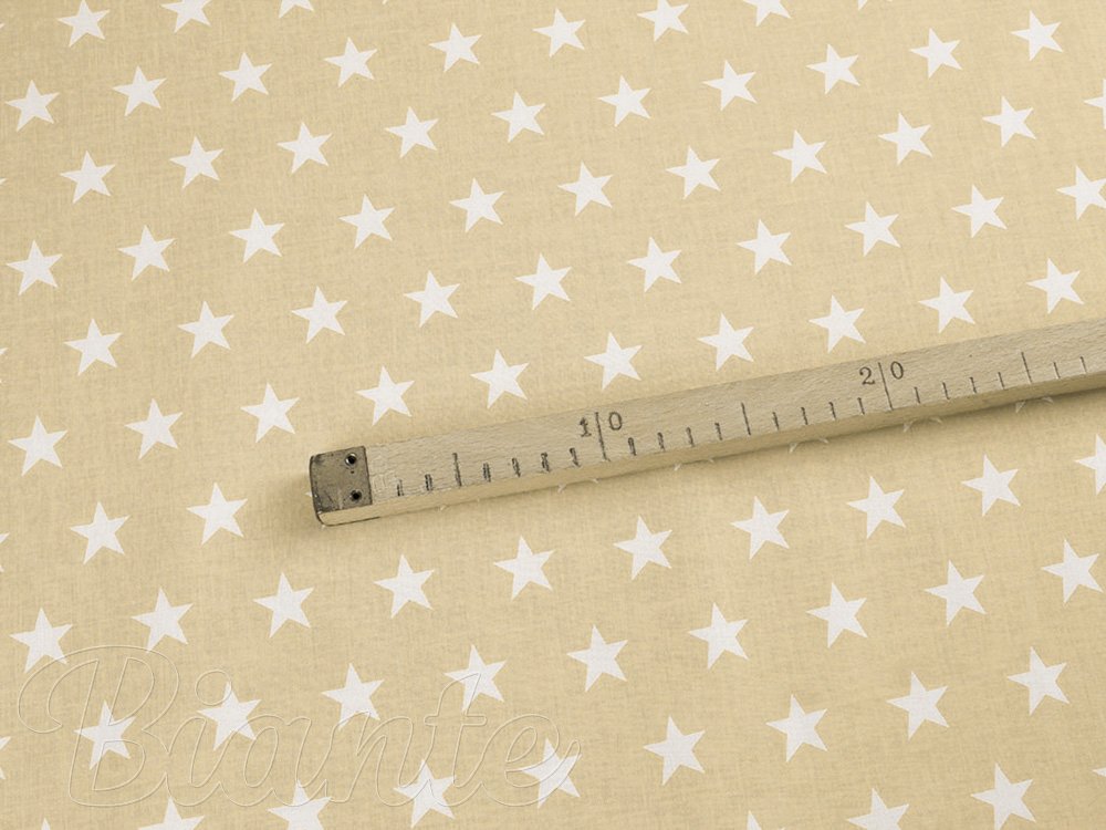 Bavlnená látka/plátno Sandra SA-309 Biele hviezdičky na béžovom - šírka 160 cm - detail 3 - Biante.sk