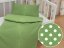 Detské bavlnené posteľné obliečky do postieľky Sandra SA-336 Biele bodky na zelenom - Biante.sk