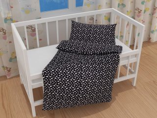 Detské bavlnené posteľné obliečky do postieľky Sandra SA-306 Biele obláčiky na čiernom - detail 1 - Biante.sk