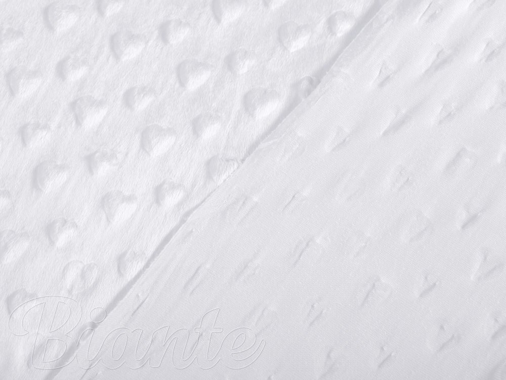 Detská látka Minky 3D srdiečka MKS-010 Snehovo biela - šírka 150 cm - detail 3 - Biante.sk
