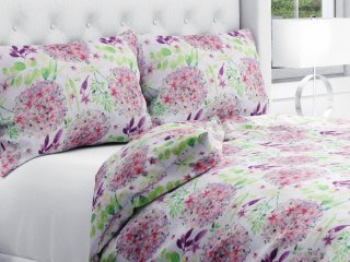 Bavlnené posteľné obliečky Sandra SA-385 Ružové cibuľové kvety na bielom - Biante.sk