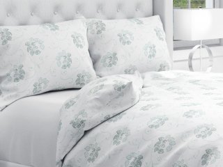Bavlnené posteľné obliečky Sandra SA-089 Zelené popínavé kvety na bielom - Biante.sk